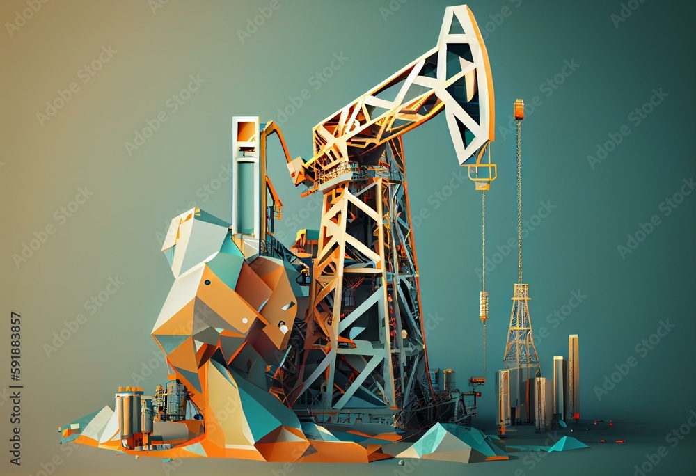 Oil Rig Abstract Abstract mash line and point oil well rig. Low poly petroleum fuel ...
