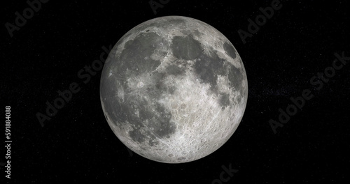 Beautiful Full moon 3d render on a dark background