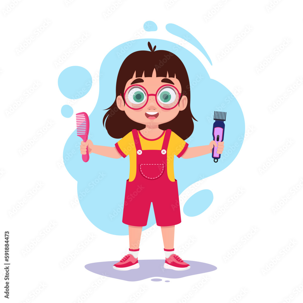 Happy girl hairdresser. Vector illustration Happy girl hairdresser. Vector illustration