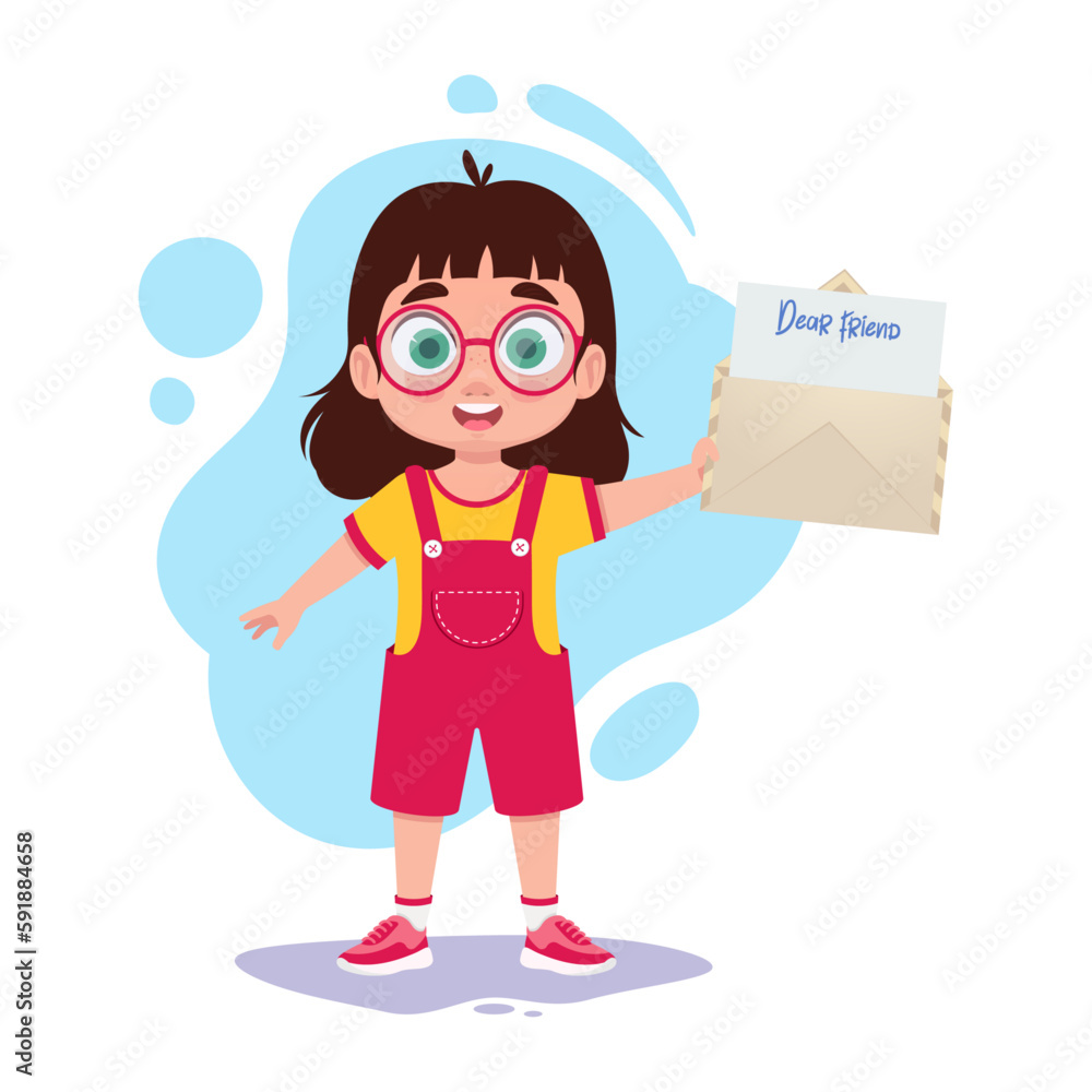 Child with an open letter in his hand Child with an open letter in his hand