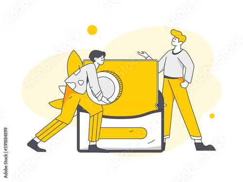 Festive Shopping E-Commerce Online Shopping People Flat Vector Concept Operation Hand Drawn Illustration
