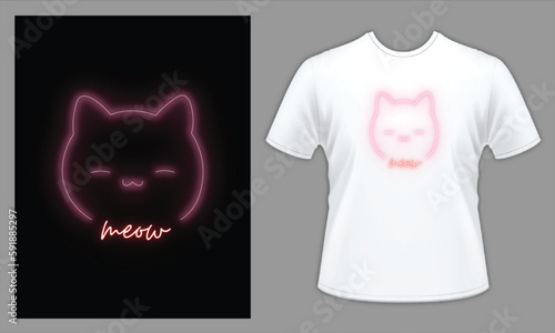 Black Modern Neon Kat T-Shirt, t-shirt and apparel trendy design, elegant and classic design source, vectors for T-shirts designs, graphics resource for t shirt, t shirt graphics resource, 