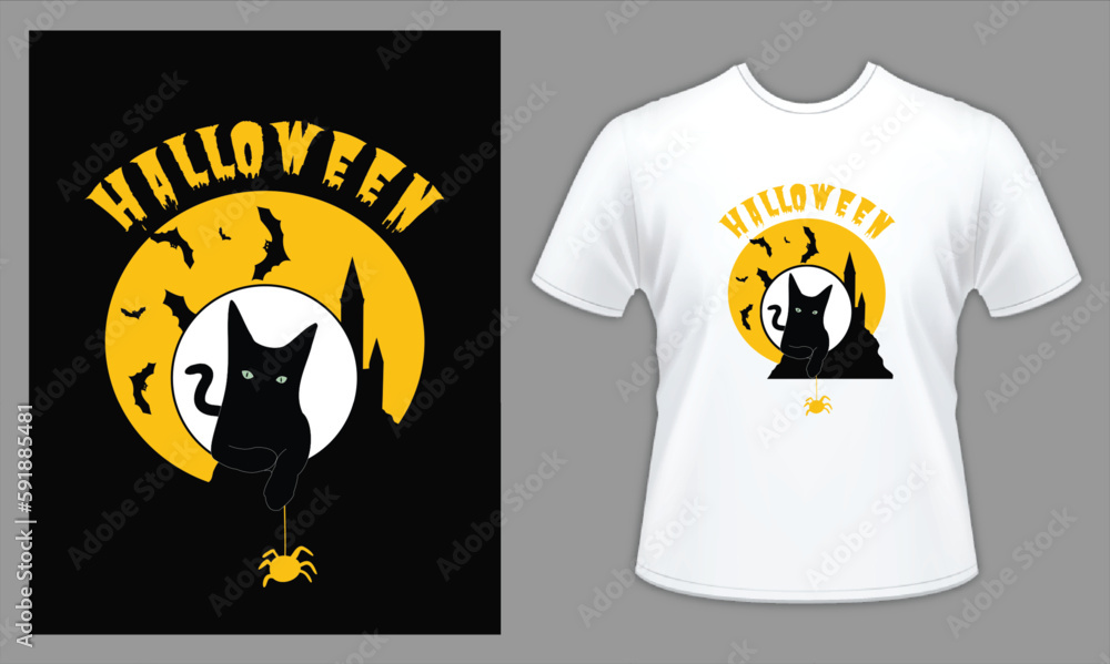 Black Yellow  Creative Halloween T-Shirt, t-shirt and apparel trendy design, elegant and classic design source, vectors for T-shirts designs, graphics resource for t shirt, t shirt graphics resource, 