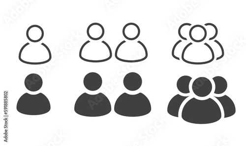 Three persons - social network users, vector, icon, sticker.