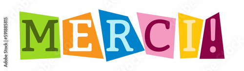 THANK YOU. Stylized vector inscription on the French language for the banners and theme design.