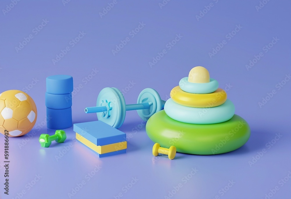 Gym Equipment in Blue and Green Gym Equipment in Blue and Green