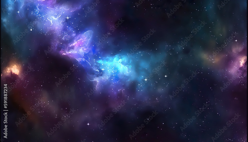 A space filled with lots of stars and clouds created with Generative AI technology