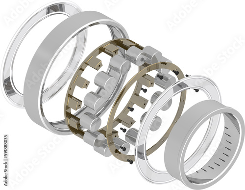 Exploded view of Cylindrical Roller Bearing
