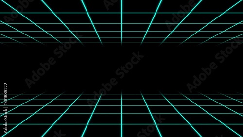 Retro 80s Background Animation Loops Featuring white Neon Grids and Lines.