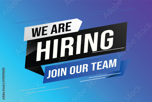 hiring recruitment Join now design for banner poster We are hiring lettering with geometric shapes lines. Vector illustration typographic. Open vacancy design template modern concept	