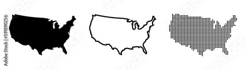 USA map contour. USA map symbol. Glyph and outline America map. United States map. Dotted style in vector
