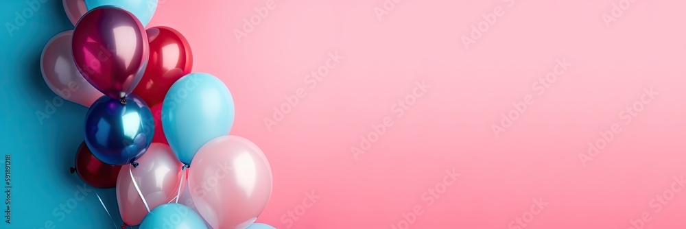 birthday decor with balloons an presents ideal for celebration backgrounds, generative AI birthday decor with balloons an presents ideal for celebration backgrounds, generative AI