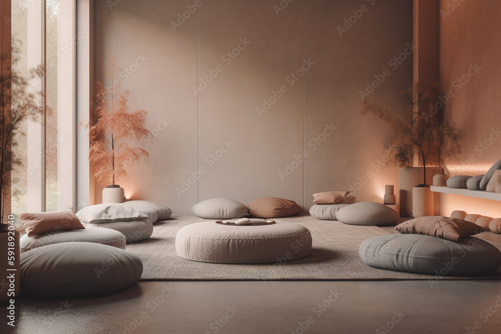 A peaceful image of a meditation room The image could show a quiet