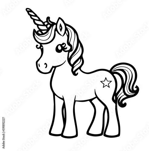 Coloring page of cute unicorn