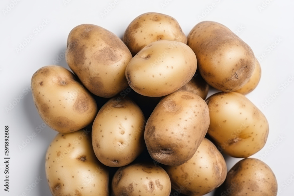 Potato, a lot of potatoes stacked, white background, isolated, cooking ingredients, cutout, product image, generative ai, Fresh tasty vegetables, Fresh ingredients Potato, a lot of potatoes stacked, white background, isolated, cooking ingredients, cutout, product image, generative ai, Fresh tasty vegetables, Fresh ingredients