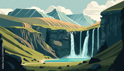 Beautiful landscape of Iceland. Vector illustration. photo
