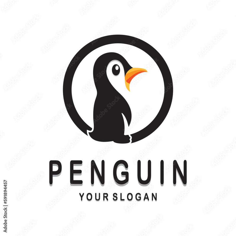 Obraz premium simple penguin logo design template illustration.