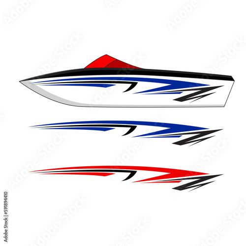 yacht ship wrapping sticker design vector. jet boat vinyl sticker photo