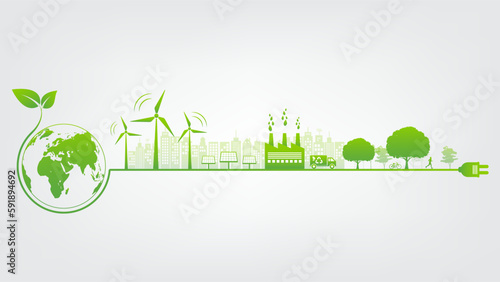 Eco friendly, Green city and sustainability development concept, vector illustration