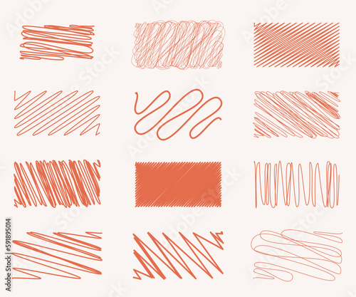 Set of hand drawn rectangles with different strokes