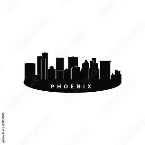 Silhouette of Phoenix City skyline - Arizona - United States vector graphic element Illustration template design 