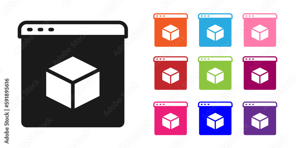 Black 3D printer icon isolated on white background. 3d printing. Set icons colorful. Vector Black 3D printer icon isolated on white background. 3d printing. Set icons colorful. Vector