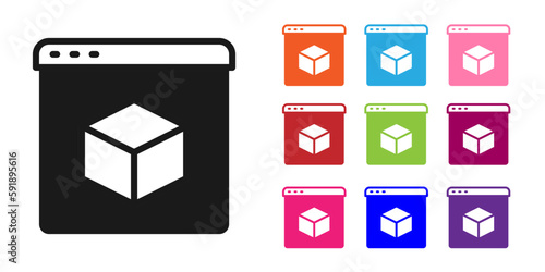 Black 3D printer icon isolated on white background. 3d printing. Set icons colorful. Vector