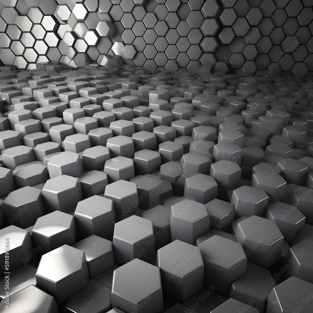 Fototapeta premium abstract 3d background hexagons black white grey wallpaper design