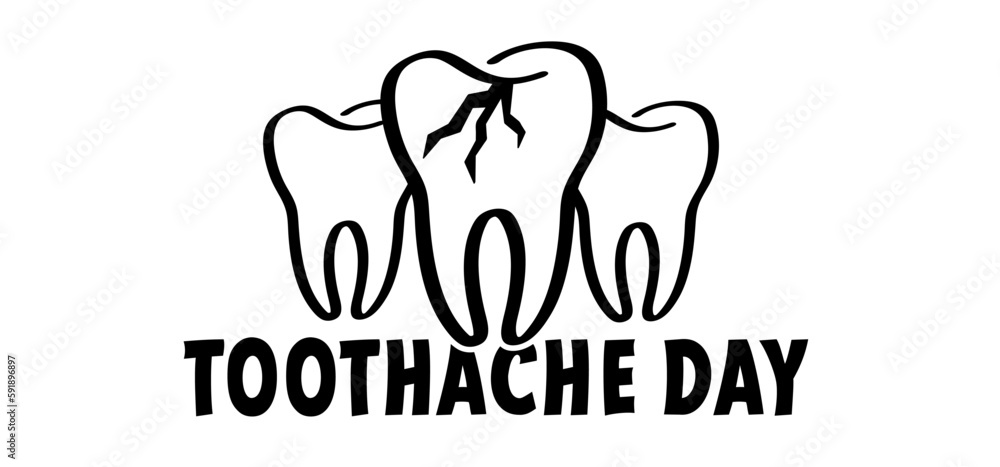 Obraz premium National toothache day. Cartoon drawing toothbrush and paste. For wash your teeth and molar. Vector teeth brush or tooth brush icon. Dental, mouth hygiene symbol.