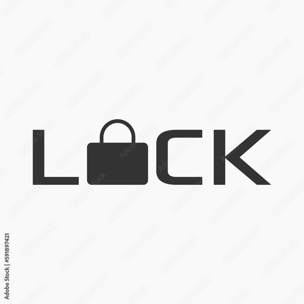 Lock Typography Lettering Logo Vector Template Lock Typography Lettering Logo Vector Template