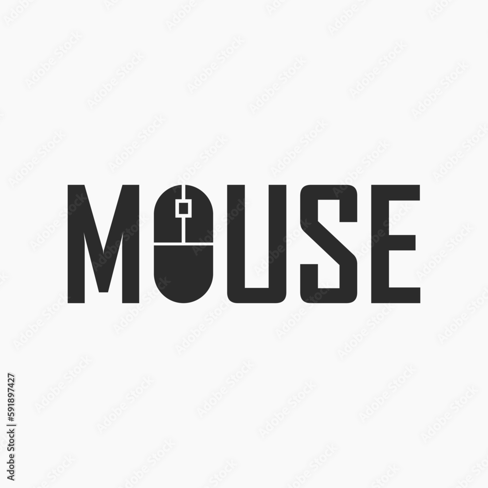 Mouse Typography Lettering Logo Vector Template