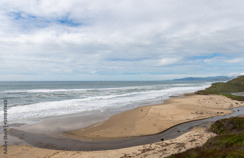 Pomponio State Beach is a state beach of California in the United States. It is located 12 miles south of Half Moon Bay off California State Route 1