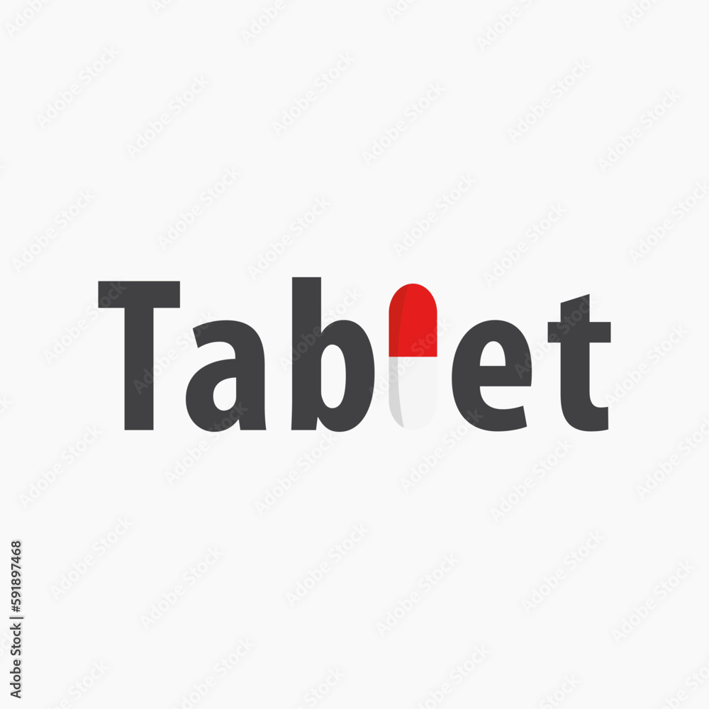 Tablet Typography Lettering Logo. Tablet Logotype