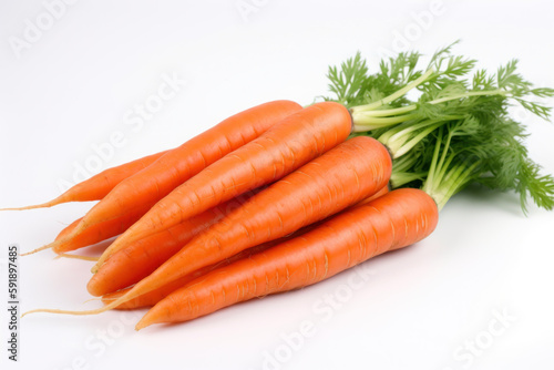 Carrot, white background, orange, green, generative ai, Fresh tasty vegetables, Fresh ingredients, cooking ingredients