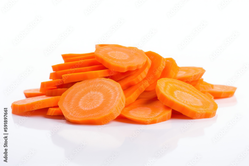 Carrot, chopped sliced carrots on a white background, generative ai, Fresh tasty vegetables, Fresh ingredients, cooking ingredients Carrot, chopped sliced carrots on a white background, generative ai, Fresh tasty vegetables, Fresh ingredients, cooking ingredients
