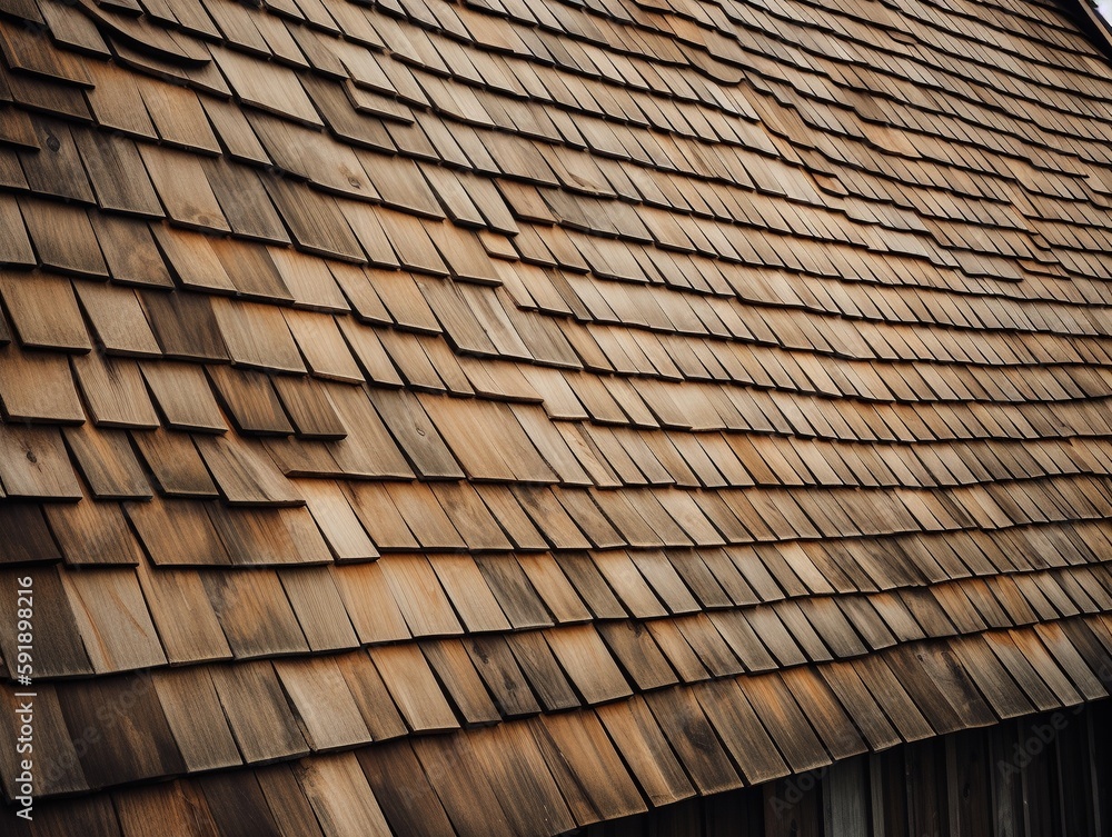 Rustikales Flair: Dachstruktur aus Holz, natürlicher Charme, robuste Ästhetik, visuelle Tiefe - Ideal für Hintergründe, Architektur, kreative Designprojekte, Generative AI 1