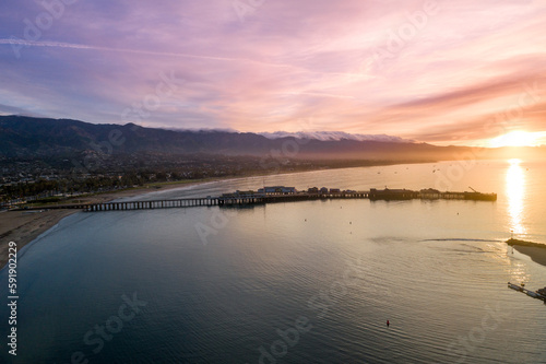 Sunrise in Santa Barbara  California. Ocean and Beautiful sky in Background. USA