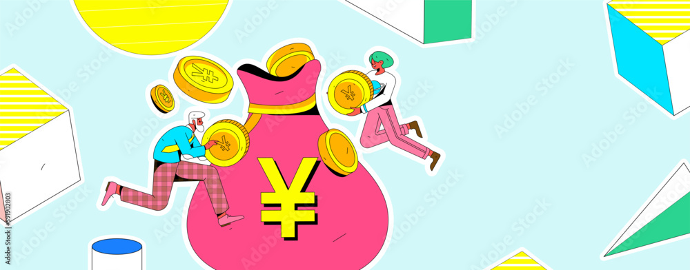 Naklejka premium Internet finance and wealth management investment flat vector concept operation hand drawn illustration 