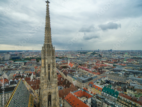 St. Stephen s Cathedral in Vienna  Austria. Roof and Cityscape in Background.