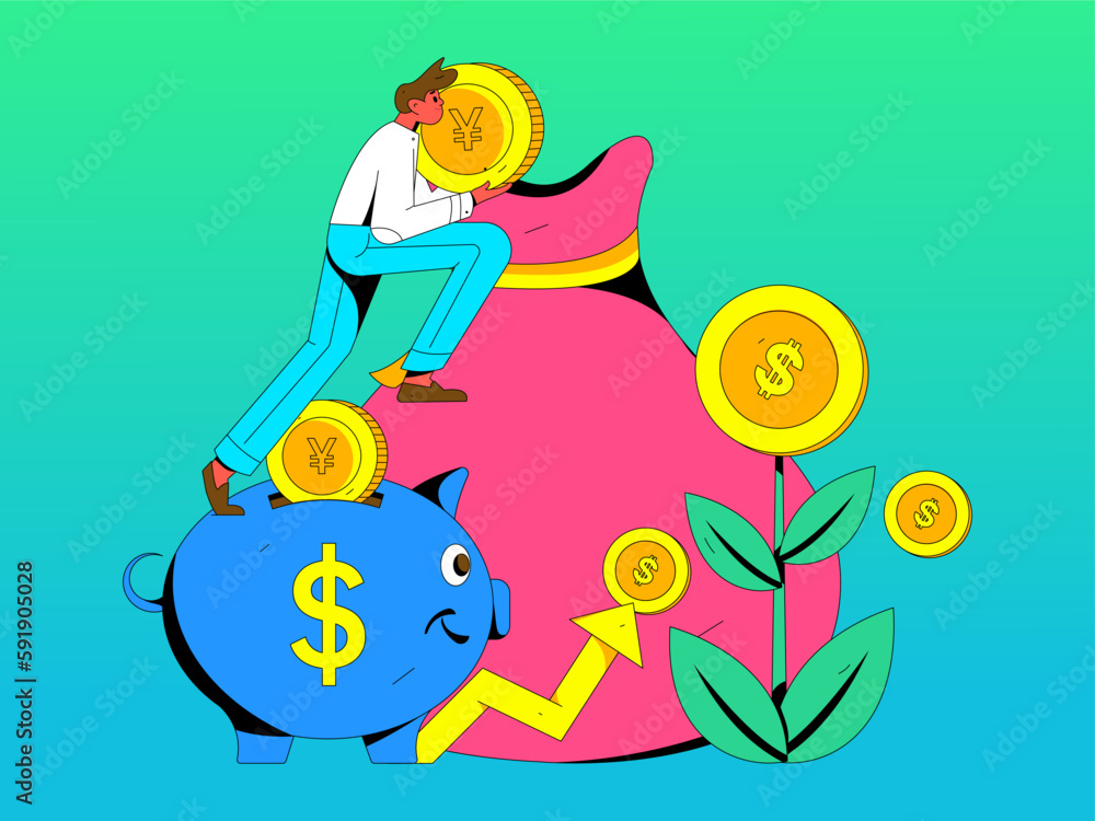 Internet finance and wealth management investment flat vector concept operation hand drawn illustration
Internet finance and wealth management investment flat vector concept operation hand drawn illustration