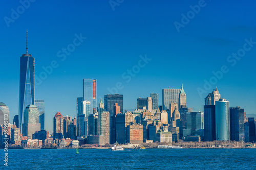 Manhattan Cityscape. One World Trade Center and Business Skyscrapers. NYC, USA