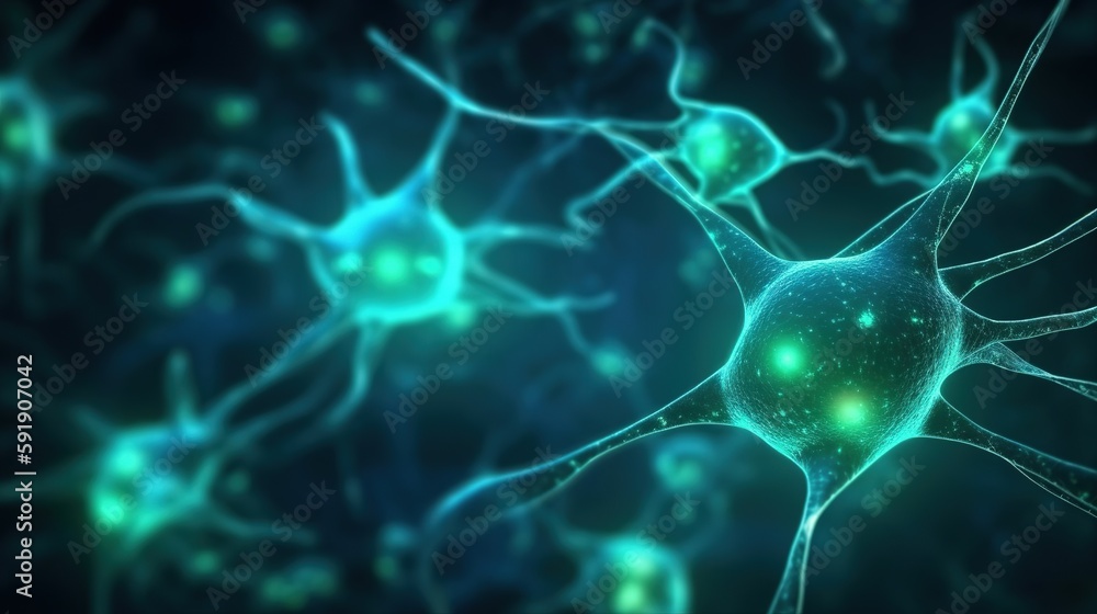 Neurons and Synapses Sending Signals in Glowing Network. Generative AI Neurons and Synapses Sending Signals in Glowing Network. Generative AI