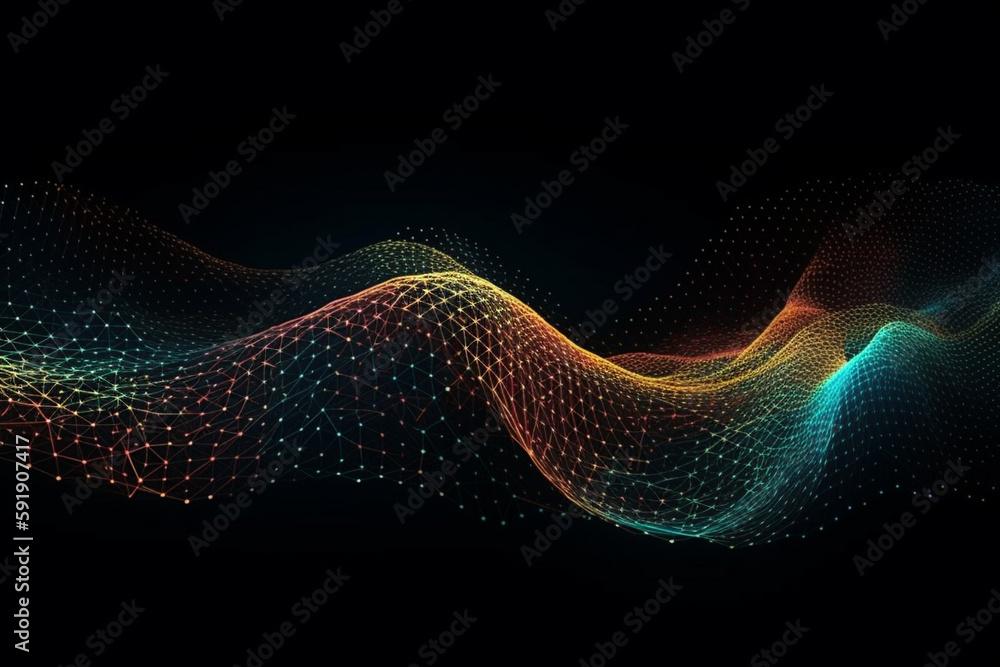 Warp lines wave design elements and dots. This illustration is perfect for use in technology blogs, graphic design projects, or any project related to digital art and innovation. Ai generated Warp lines wave design elements and dots. This illustration is perfect for use in technology blogs, graphic design projects, or any project related to digital art and innovation. Ai generated