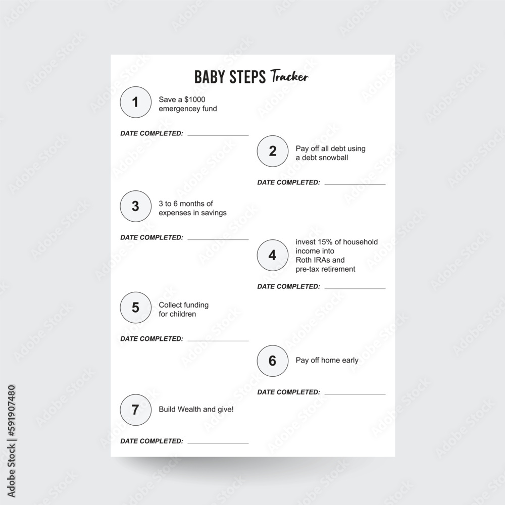 Baby Steps Tracker,Baby Step Progress Tracker,baby steps printable,Dave ...