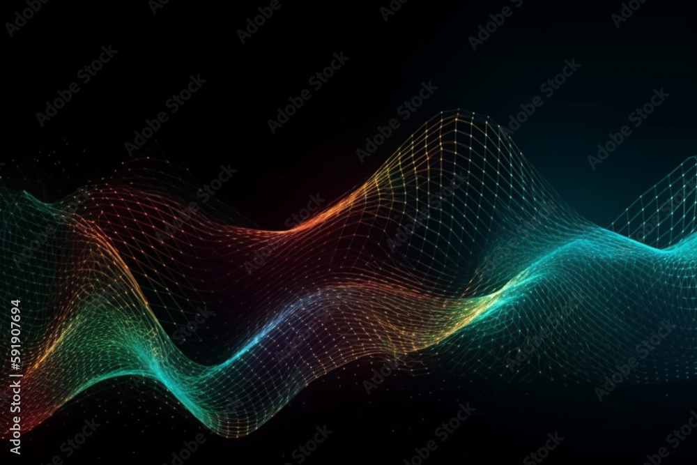 Warp lines wave design elements and dots. This illustration is perfect for use in technology blogs, graphic design projects, or any project related to digital art and innovation. Ai generated Warp lines wave design elements and dots. This illustration is perfect for use in technology blogs, graphic design projects, or any project related to digital art and innovation. Ai generated