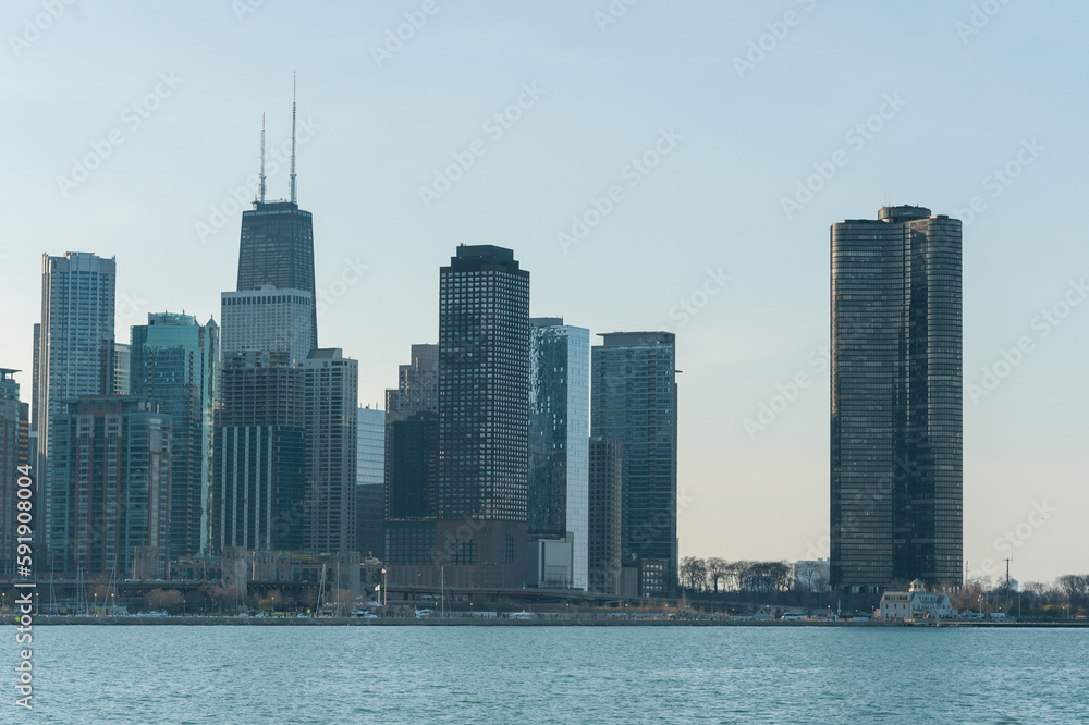 Chicago Business District, Downtown, Skyscraper. Michigan Lake