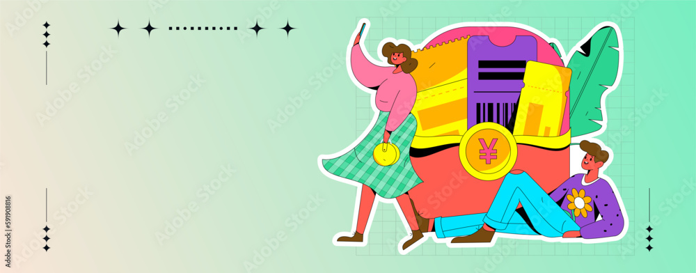 Obraz premium Internet finance and wealth management investment flat vector concept operation hand drawn illustration 
