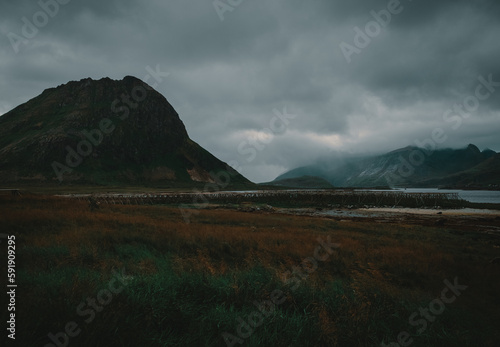 Beautiful cloudy landscape near Narvik, Norway