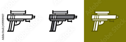  Military Handguns Icon, This icon represents military handguns, a type of firearm used by military personnel for close combat situations
