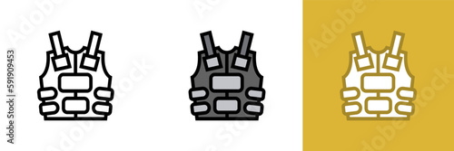  Military Armor Icon, This icon represents military armor, a type of protective gear worn by military personnel for defense against ballistic and explosive threats